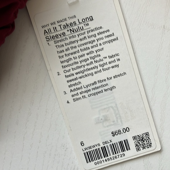 Lululemon All It Takes Long Sleeve - Nulu (Size 6) NWT - Picture 6 of 9